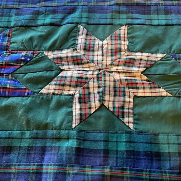 Quilted Red, Green, Blue, White 100% Polyester Table Runner - Picture 4 of 11